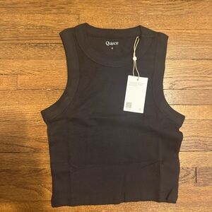 Quince Black Crop Micro Rib Tank